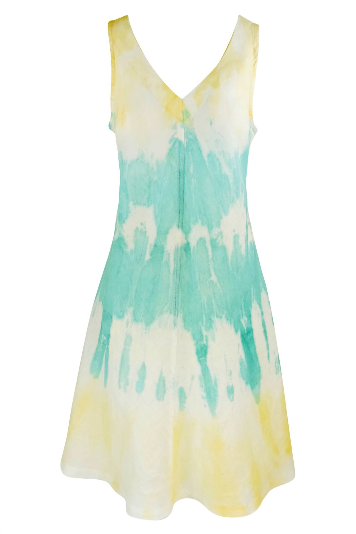 Haris Cotton - Women's V-Neck Flared Tie Dye Dress