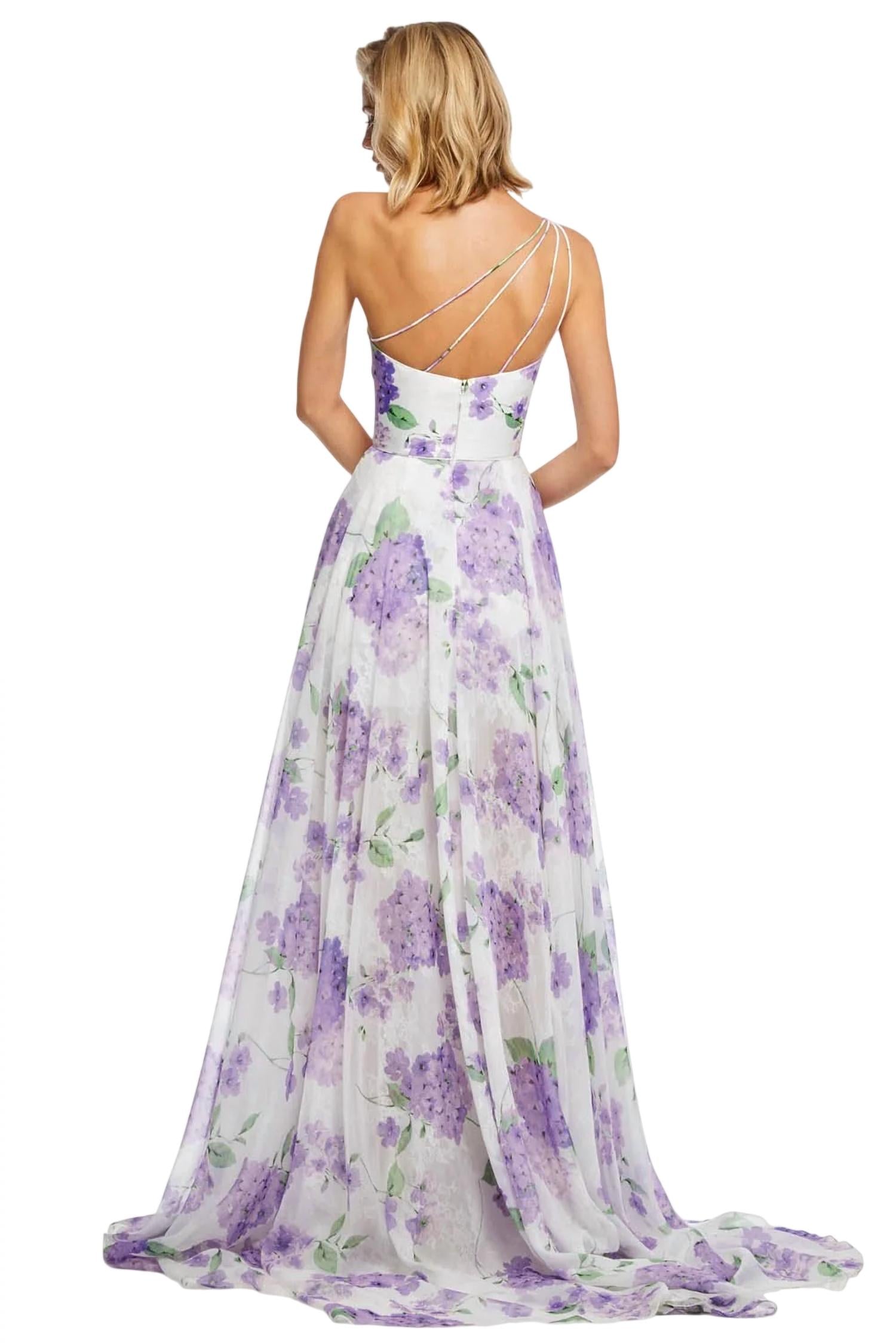 Sherri Hill - Chiffon A-line Floral Print Gown