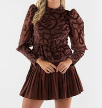 Emily McCarthy Zoe Long Puff Sleeve Top in rope - women's blouse