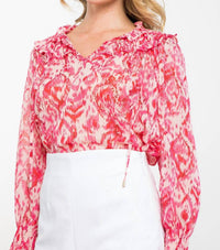 Thml - Long Sleeve Sheer Print Top
