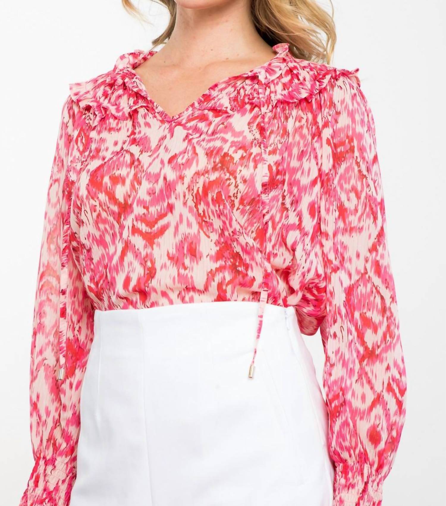 Thml - Long Sleeve Sheer Print Top