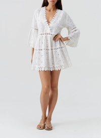Melissa Odabash - Victoria Embroidered V-neck Bell Sleeve Dress