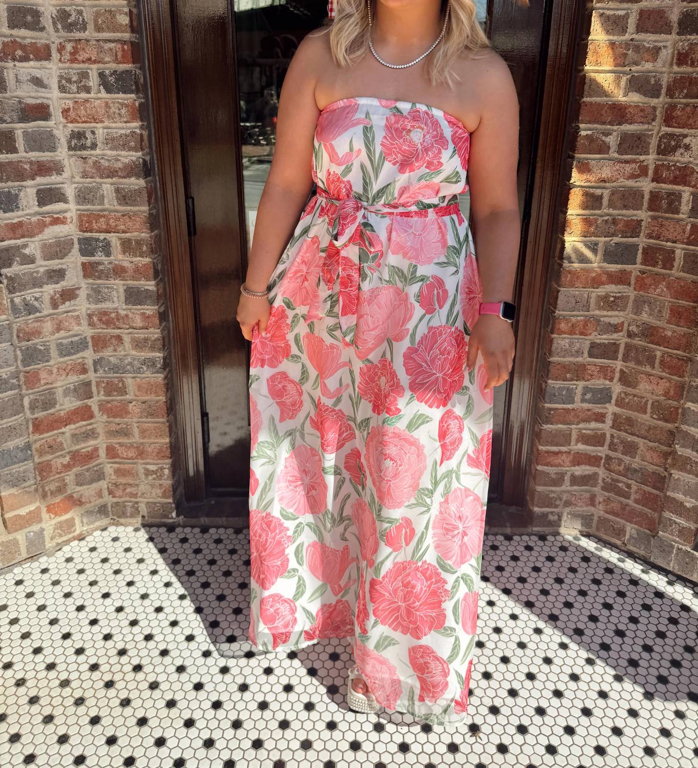 Tcec - Strapless Floral Maxi Dress