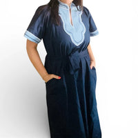 Thml - Caroline Short Sleeve Trimmed V-neck Belted Dress