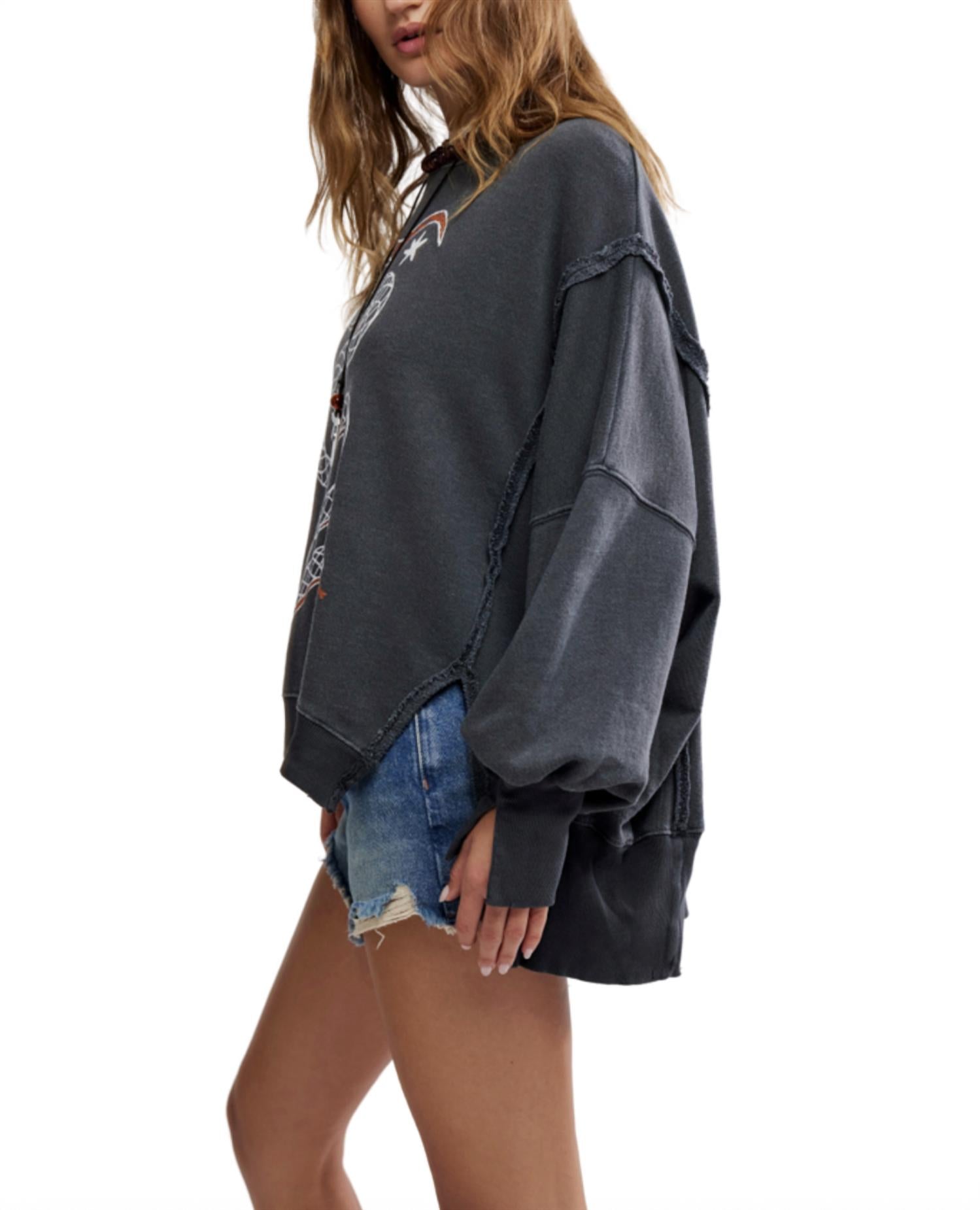 Free People - Camden Snakes Graphic Pull Over Sweatshirt