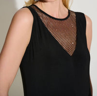 Joseph Ribkoff - Embellished Mesh Yoke Sleeveless Top