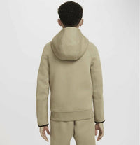 NIKE Sportswear Tech Fleece Windrunner Full Zip Hoodie in neutral olive black - kids' shirt - detail view