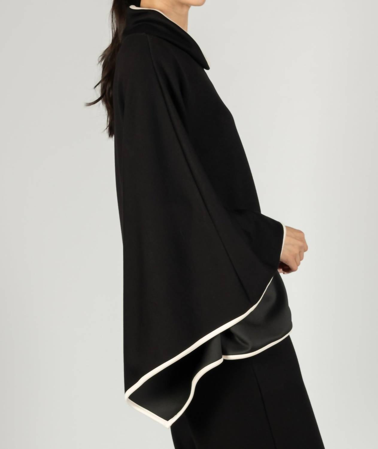 P.CILL Evelyn Cowl Neck Poncho Top in black - women's sweater - alternate view