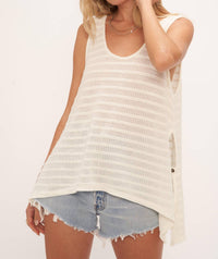 PROJECT SOCIAL T Runaway Sweater Stripe Washed Tank Top in maple - women's tank top