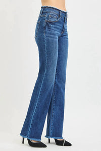 Risen - Mid Rise Bootcut Frayed Stretchy Jeans