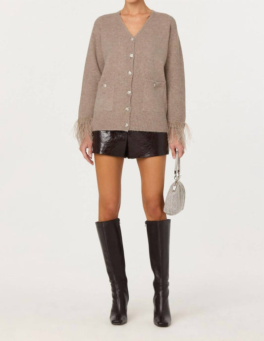 Astr - Grie Embellished Feather Trim Cardigan