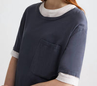 TWP Double Up Tee in charcoal white - women's t-shirt - detail view
