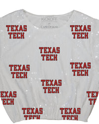 Kickoff Co Women's Texas Tech Sequin Repeat Crop Shirt in white - women's shirt - detail view