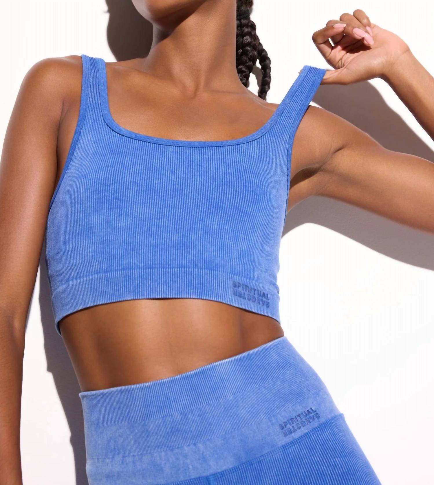 SPIRITUAL GANGSTER Seamless Love Longline Bra in electric blue - women's intimate - view 4