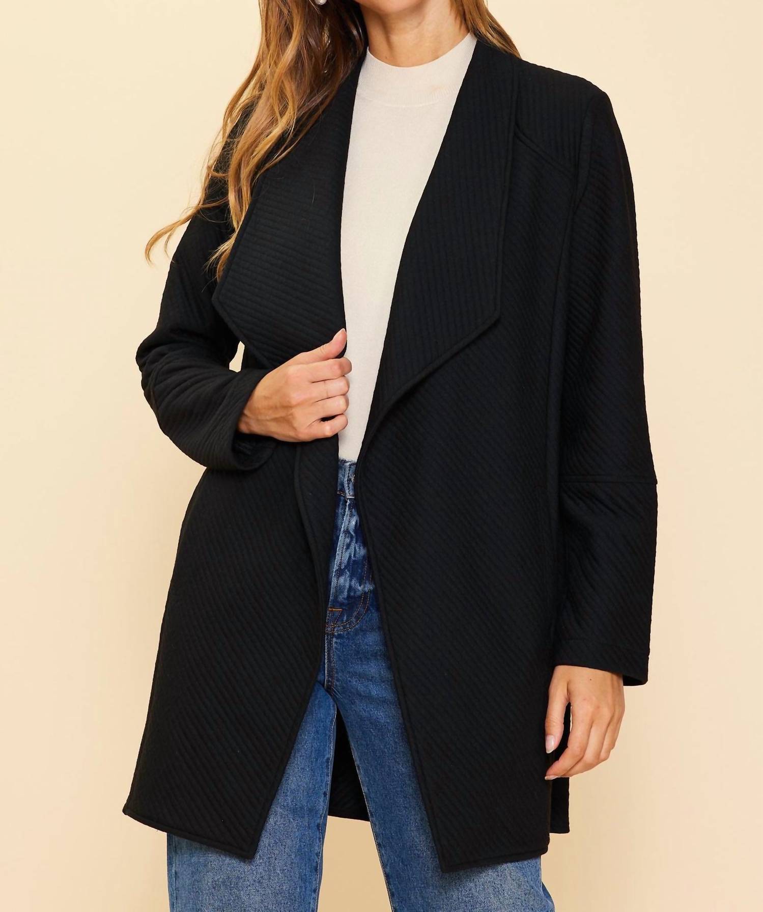 Skies Are Blue - Thick Knit Fold Over Collar Cardigan