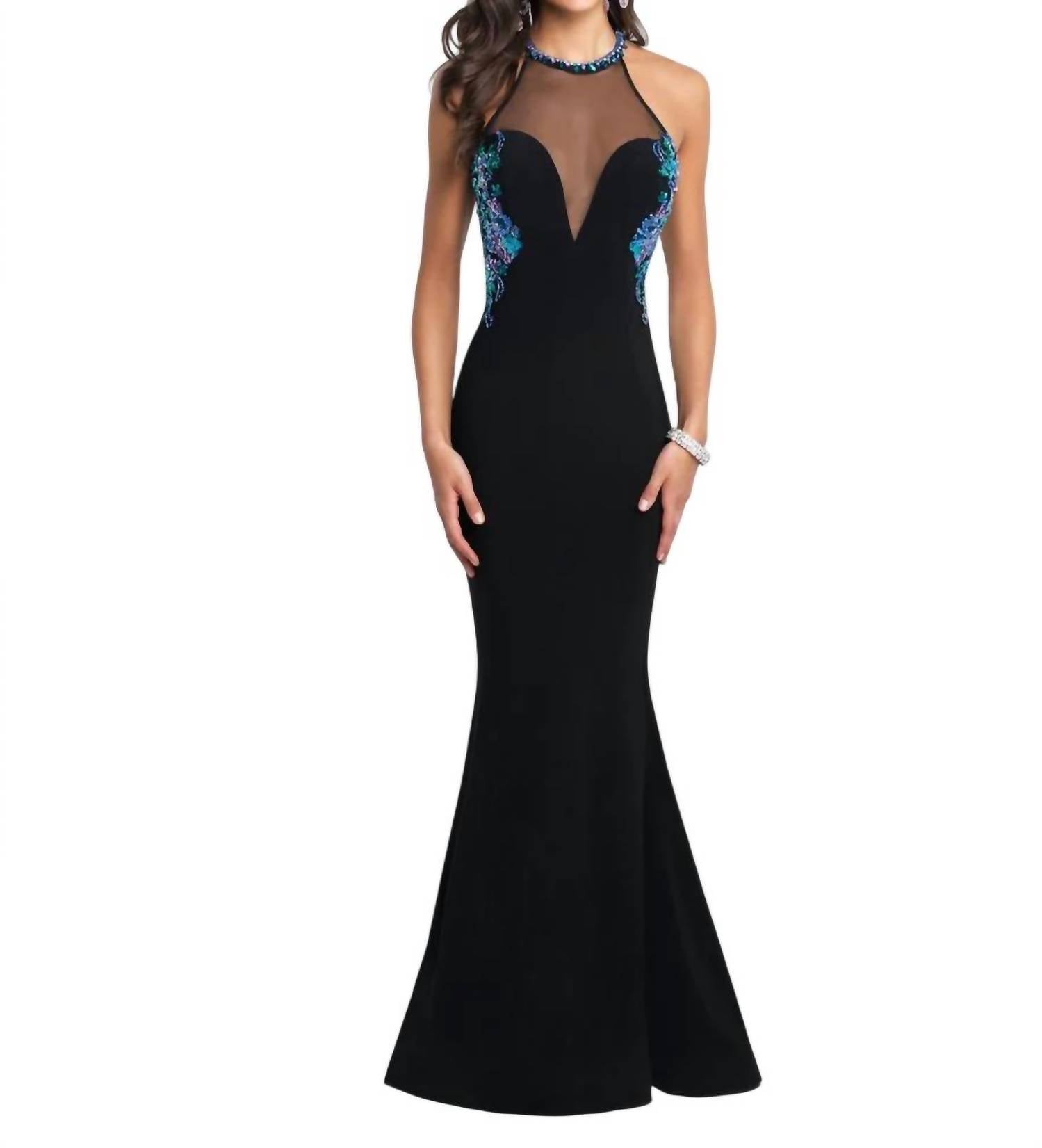 Blush Prom - Sheer High Neck Beaded Prom Dress