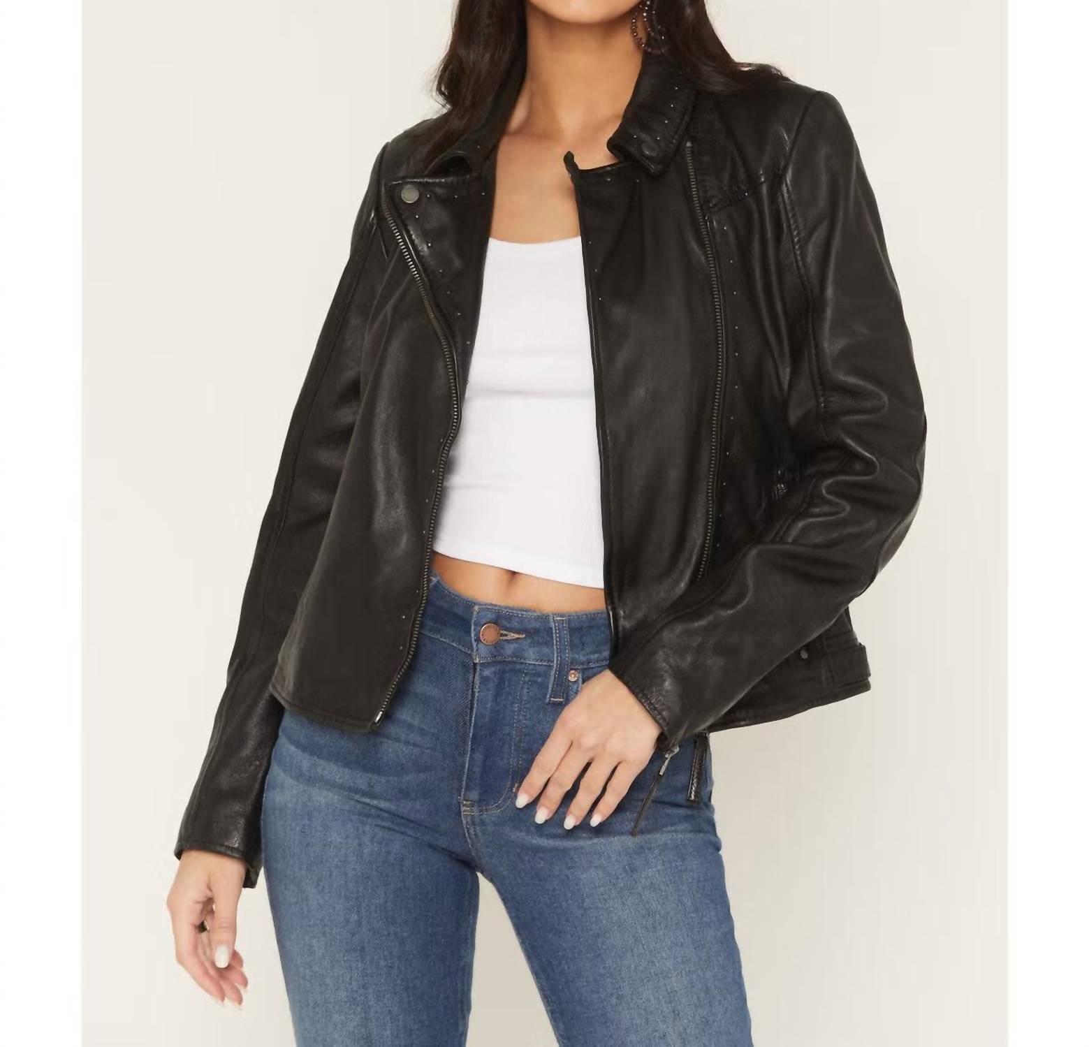 Mauritius - Leather Studded Motorcycle Jacket