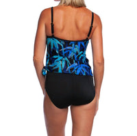 Maxine Of Hollywood - Bamboo Stripe Scoop Neck Fauxkini One Piece Swimsuit - Plus