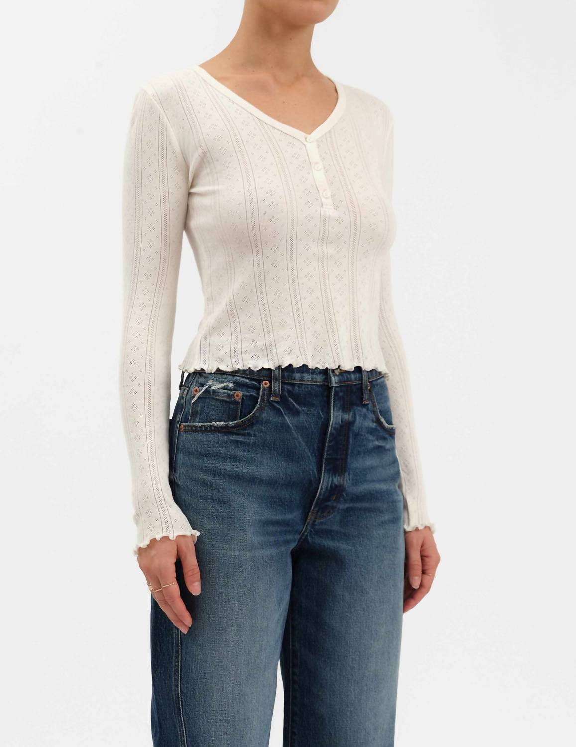 Daze - Bunny Pointelle Top