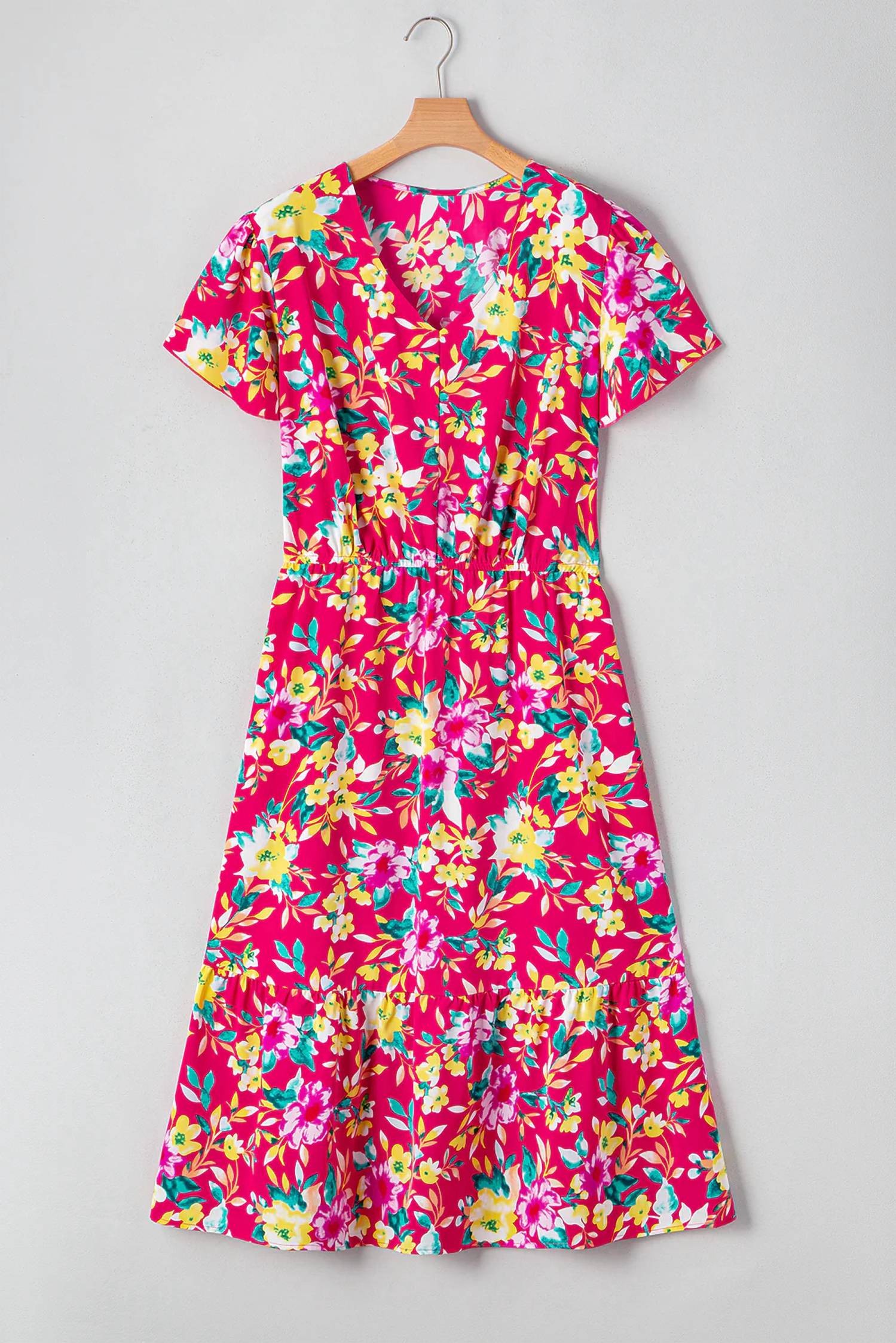 Dear Lover - Vibrant V-neck Midi Dress