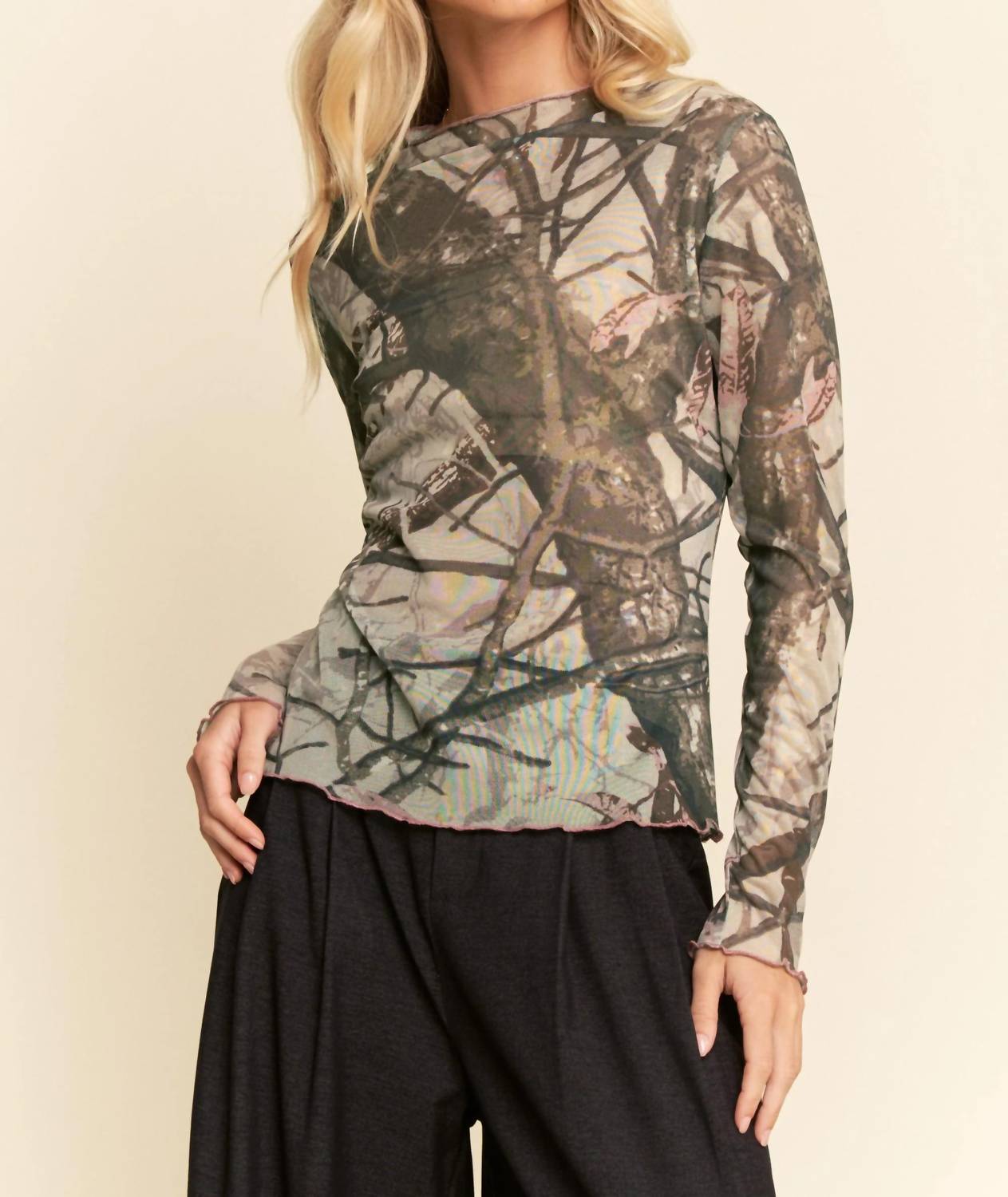 Davi & Dani - Tree Camo Mesh Top