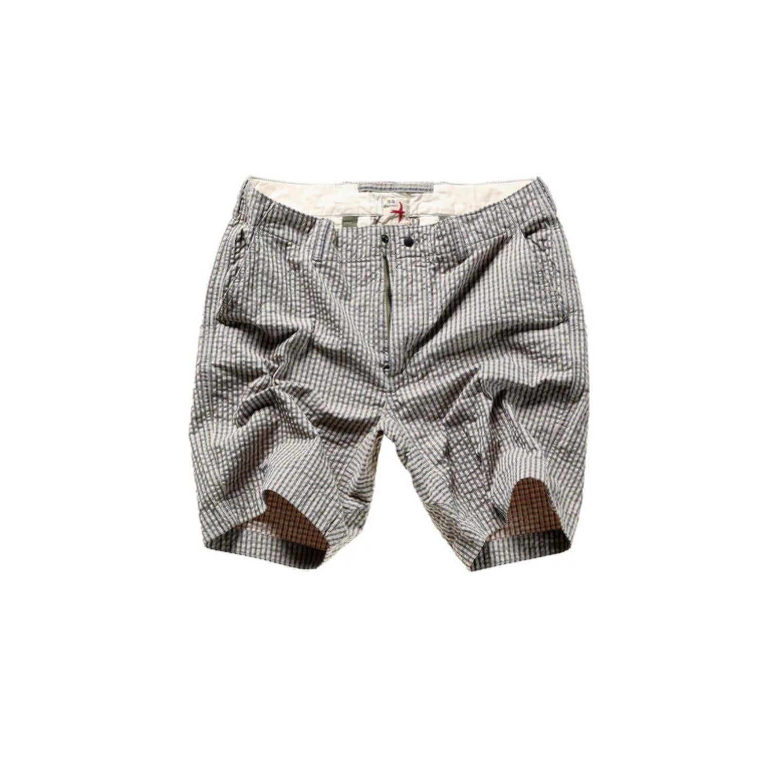 Relwen Men's Seersucker Short in sand grey - men's shorts
