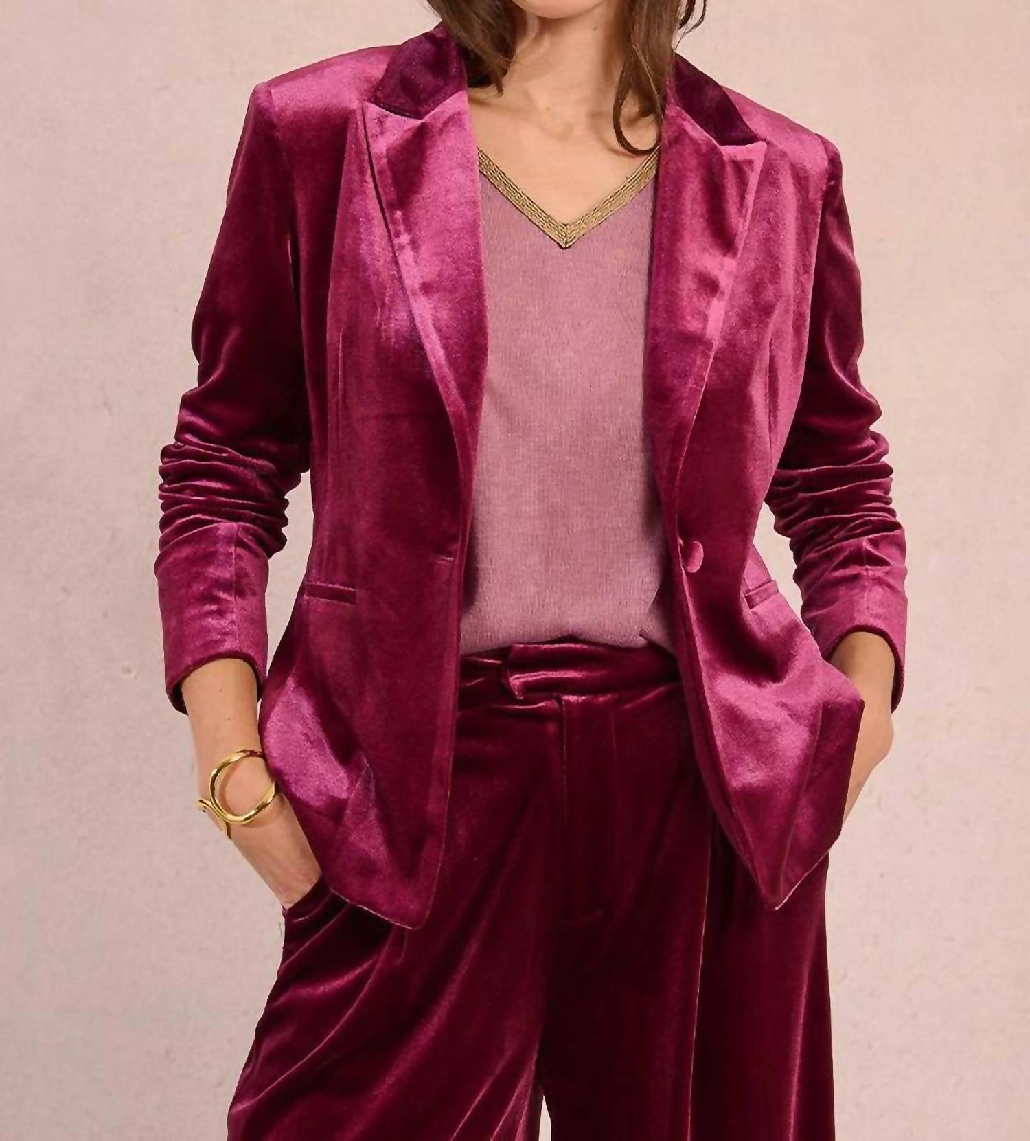 Molly Bracken - Velvet Luxe Knitted Blazer
