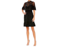 Mac Duggal - Embellished Illusion High Neck Mini Dress