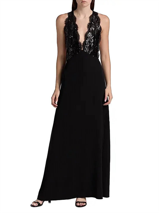 Ramy Brook - Chantal Plunging Metallic Lace Gown