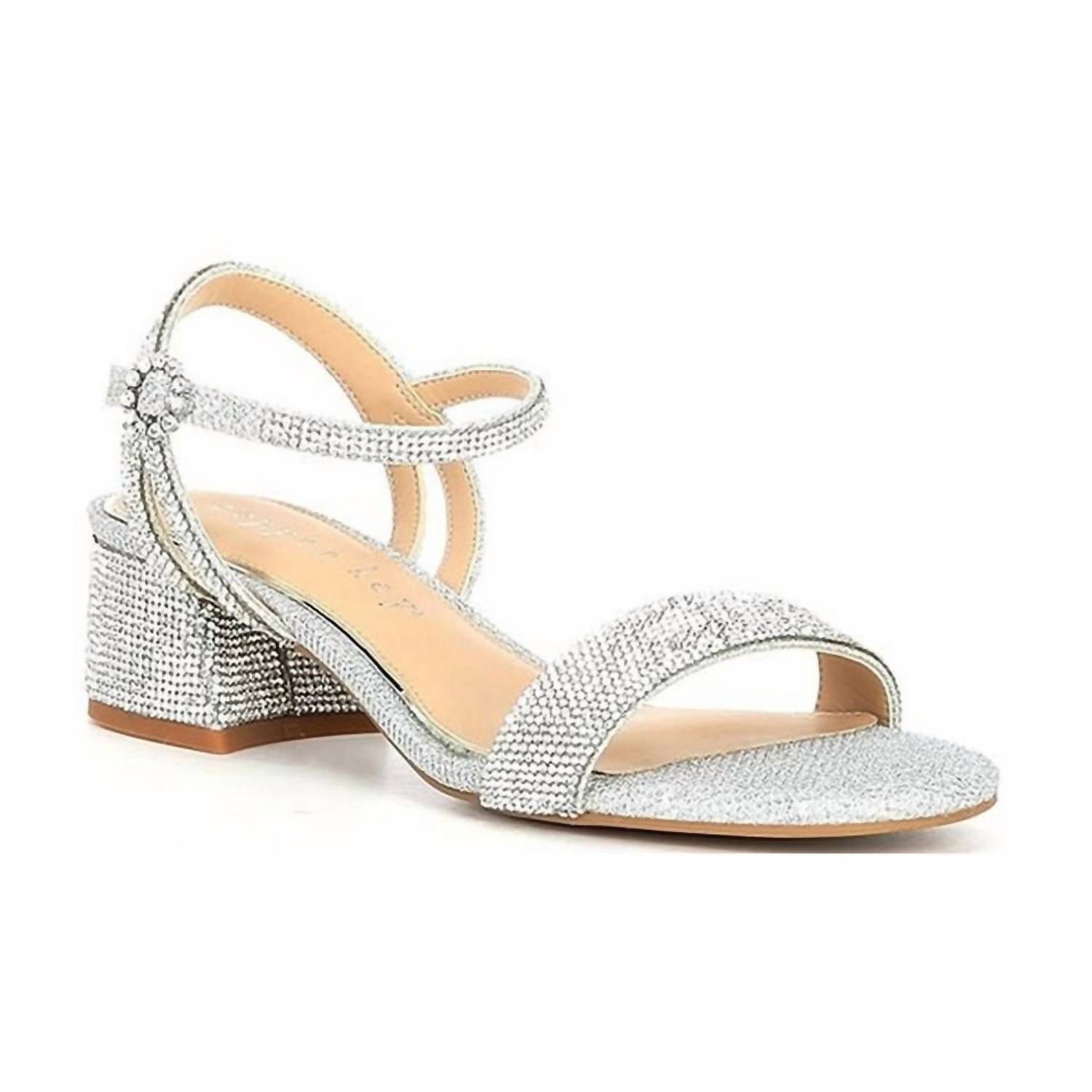 Copper Key Women's Glitter Waltz 2" Block Heel Shoes in silver rhinestone - women's heels