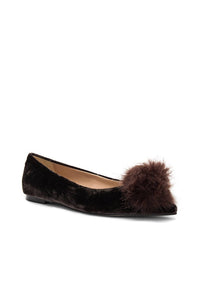 Sam Edelman Women's Raddie Velvet Flat With Pom in dark grey - women's flats