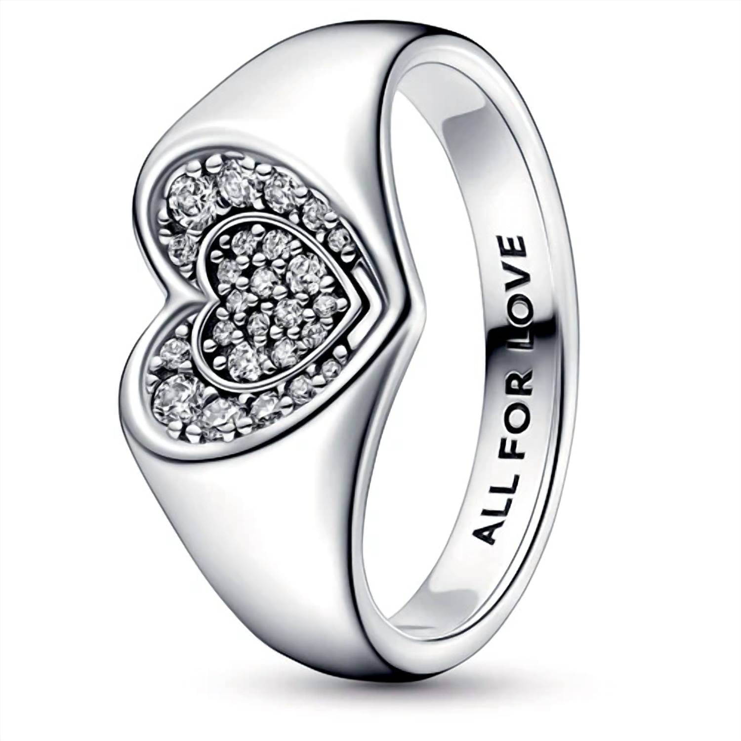 Pandora - Women's Radiant Heart Pave Signet Ring