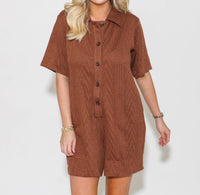Heyson - Short Sleeve Button Down Romper