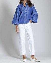 APNY Blouson Front Button Shirt in blue - women's blouse - view 4