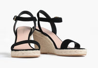 STUART WEITZMAN Women's Teddi Espadrille Wedge Sandals in black - women's shoe - detail view