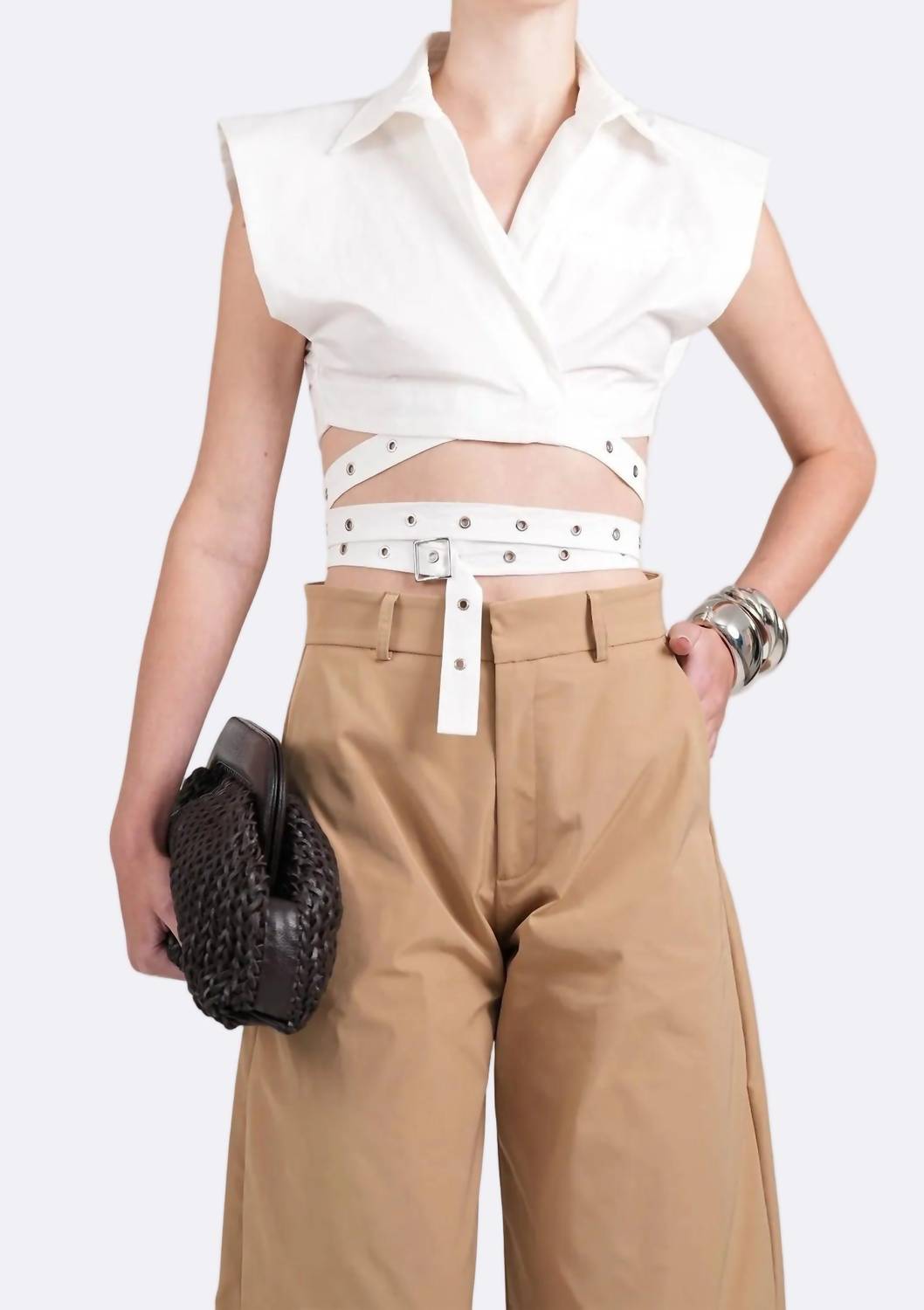 Nonchalant Label - Terry Sleeveless Wrap Crop Top