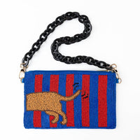 INK+ALLOY Women's Elenor Beaded Dachshund Bag in blue - women's mini bag - detail view