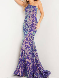 Jovani - Embellished One Shoulder Dress