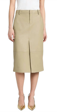 Vince Leather Trouser Front Skirt in seed 1 - women's skirt