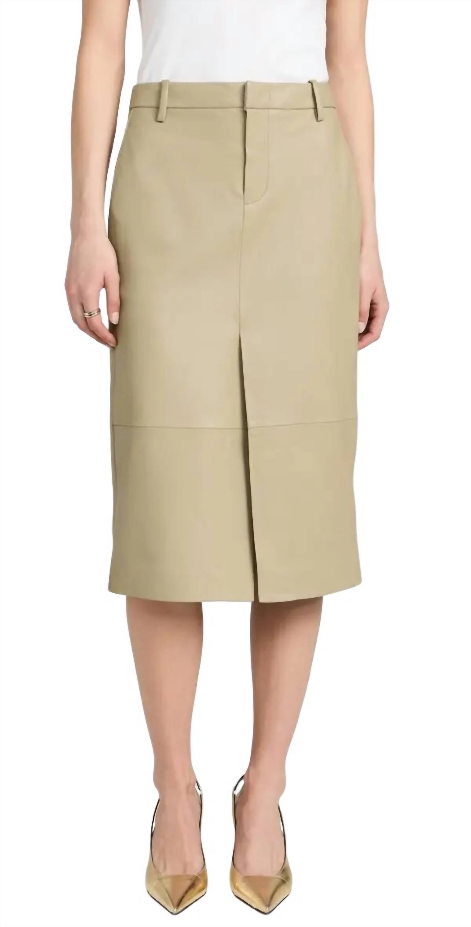 Vince Leather Trouser Front Skirt in seed 1 - women's skirt
