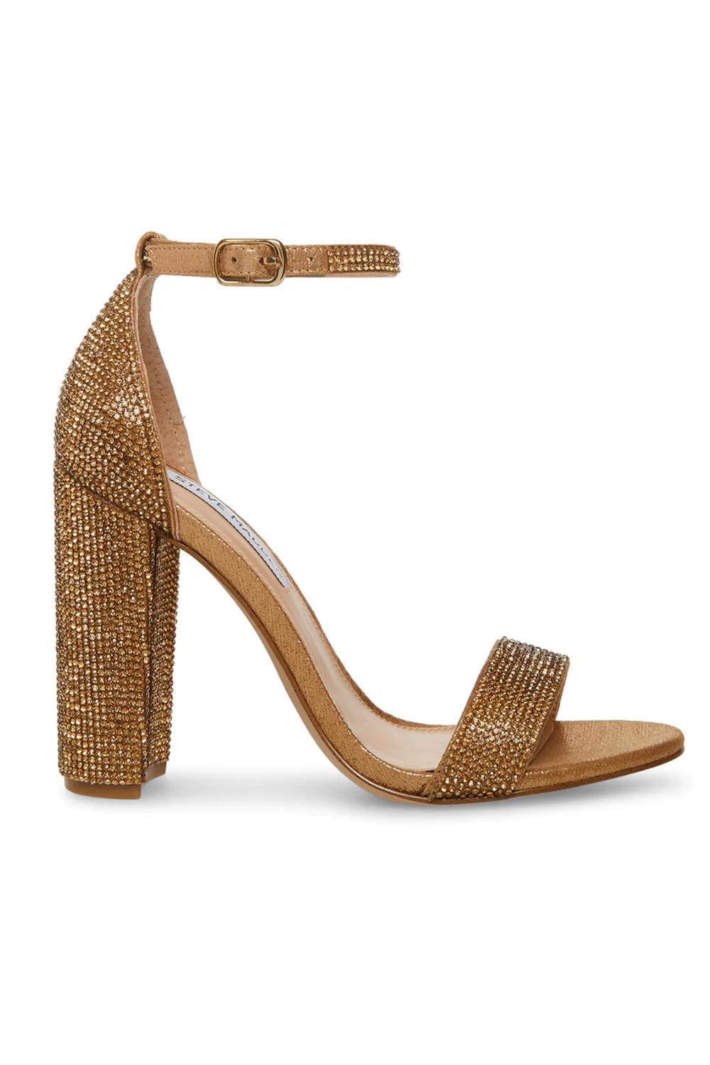 STEVE MADDEN Women's Carrson Crystal Ankle Strap Heels in bronze - women's heels