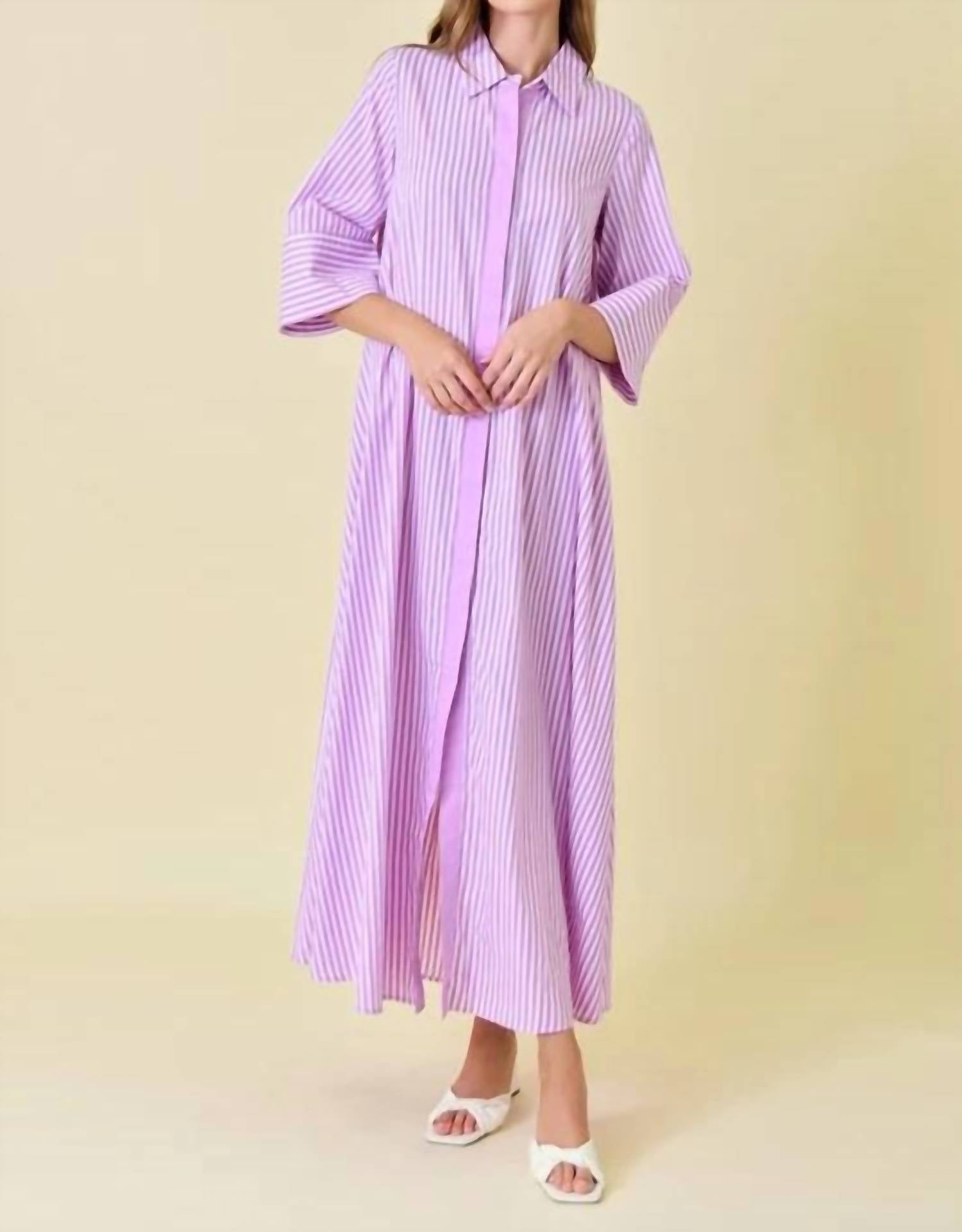Fore Collection - Striped Maxi Shirt Dress