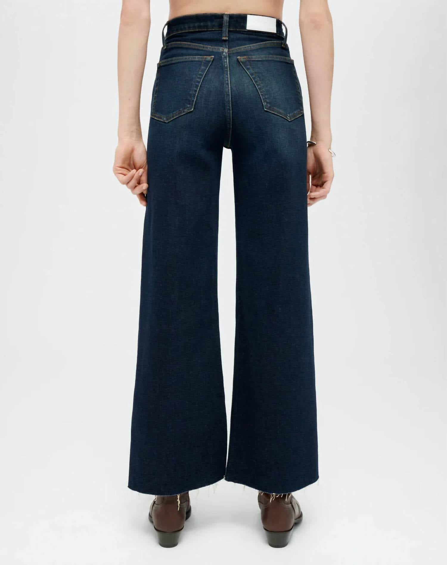 RE/DONE High Rise Wide Leg Crop Jeans in barely worn - women's jeans - alternate view