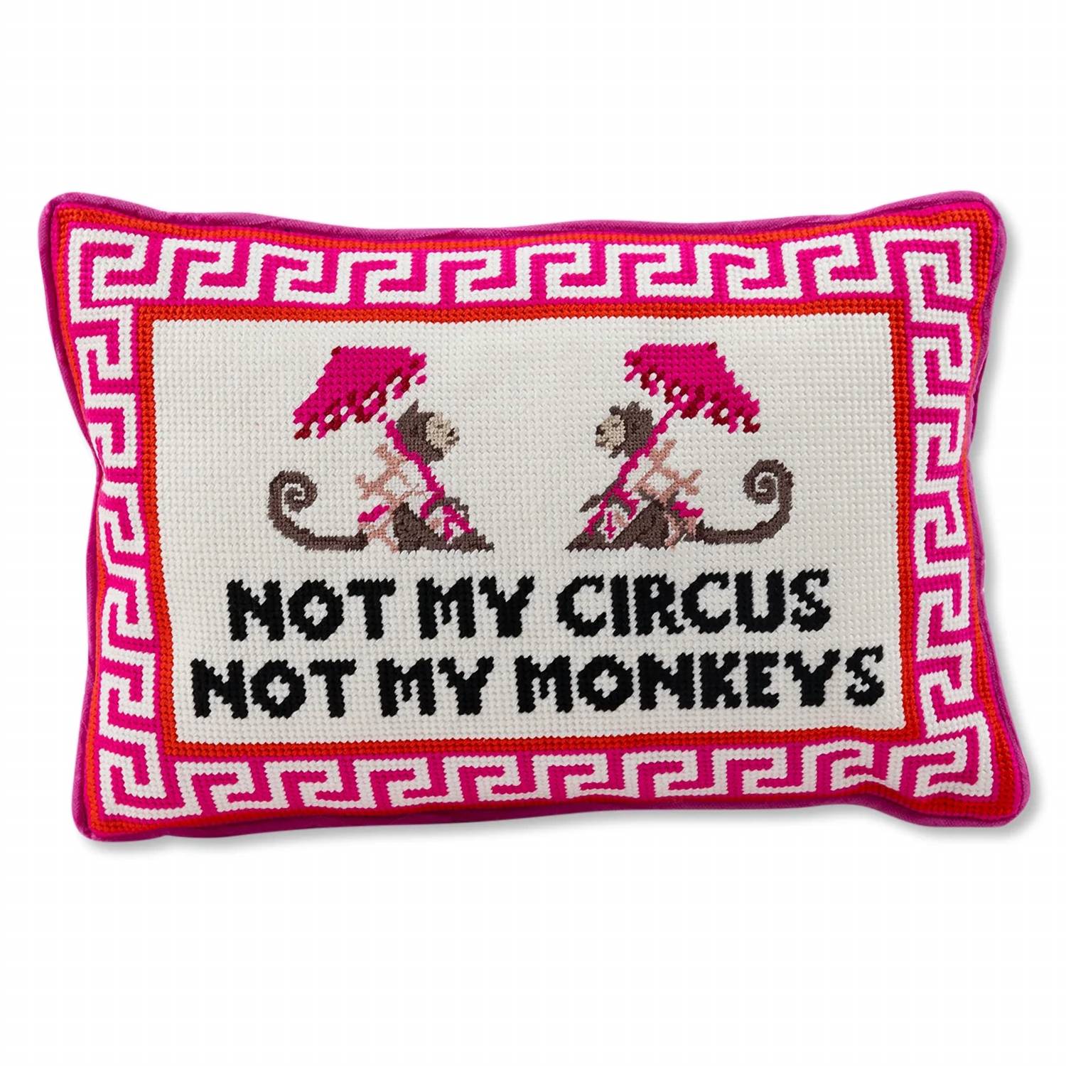 Furbish Studio - No My Circus, Not My Monkeys Needlepoint Pillow