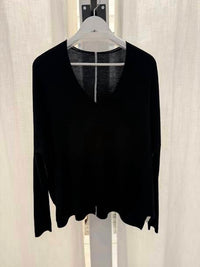 Henry Christ Women's Batwing V Neck Sweater in black - women's sweater