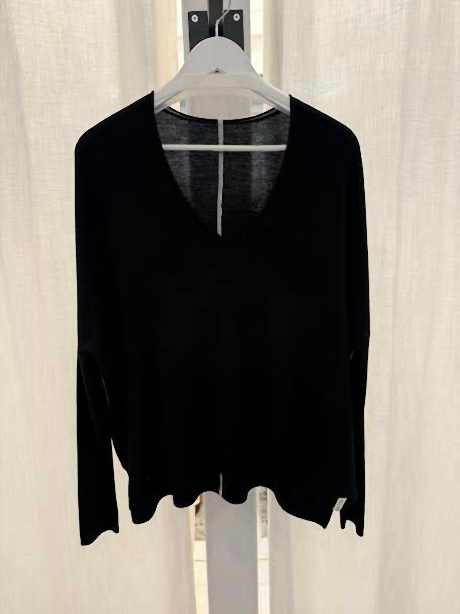 Henry Christ Women's Batwing V Neck Sweater in black - women's sweater