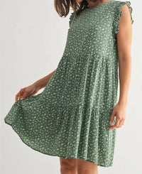 Fun 2 Fun - Tracie Floral Ruffle Sleeve Tiered Dress