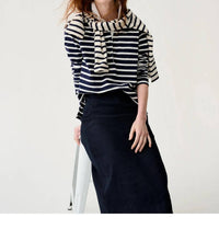 Ann Mashburn Franny Rugby Polo in navy white heavy jersey - women's long sleeve top - view 5