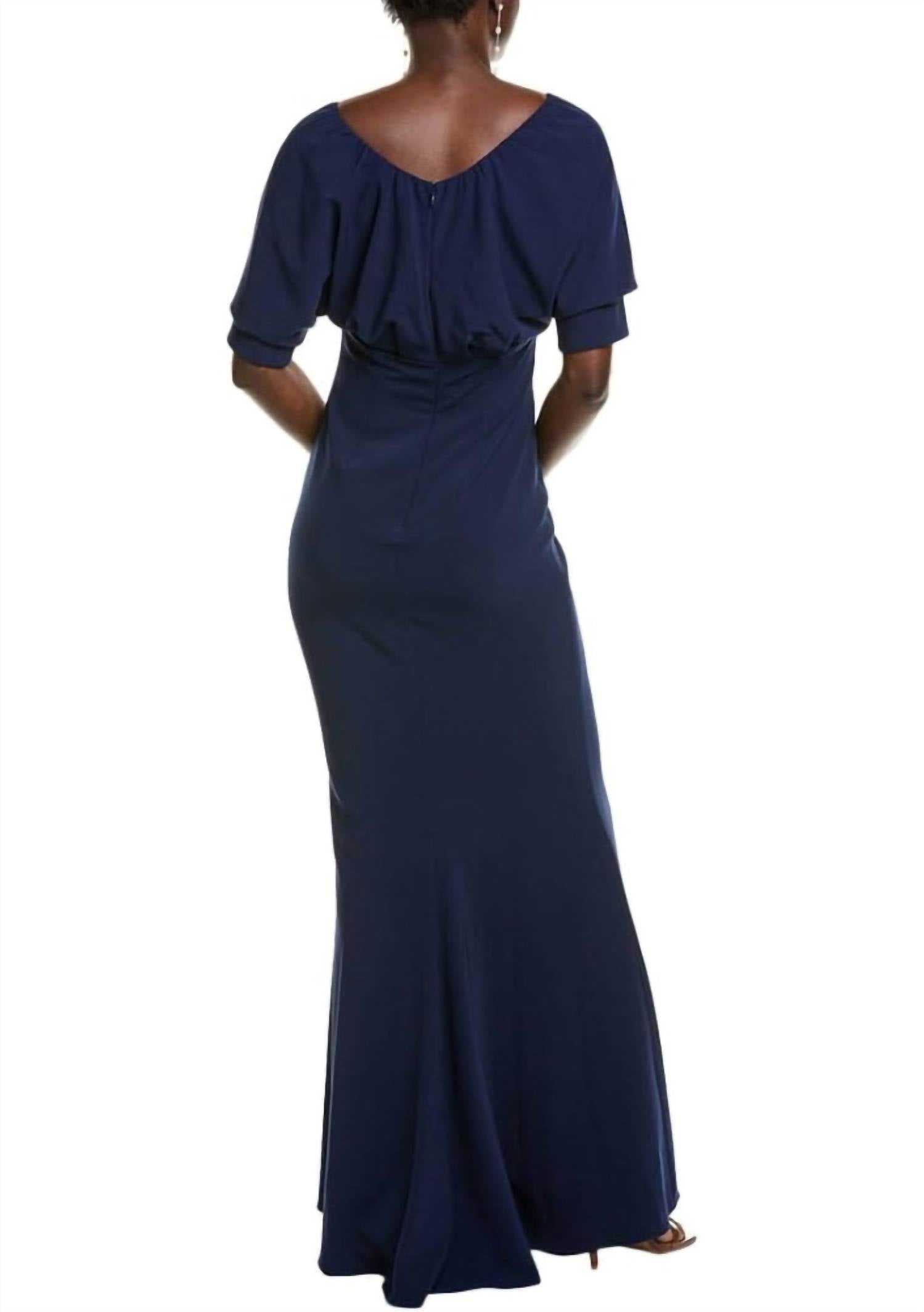Badgley Mischka - Off The Shoulder Pleated Bodice Dolman Gown