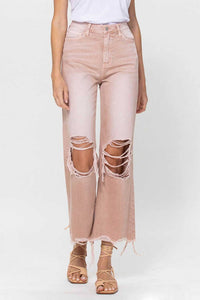 Vervet By Flying Monkey - 90's Vintage Super High Rise Crop Deconstructed Flare Jeans